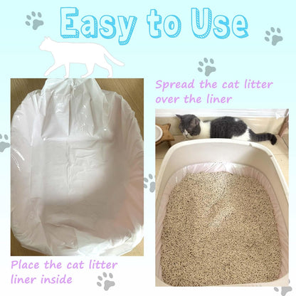 Large Cat Litter Liners, Jumbo Drawstring Leakproof Bags for IRIS Cat Litter Boxes, Heavy Duty 2 MIL Tear-Resistant Extra Durable Disposable Bags for Most Cat Litter Pans, 42“ x 20”, 16PCS