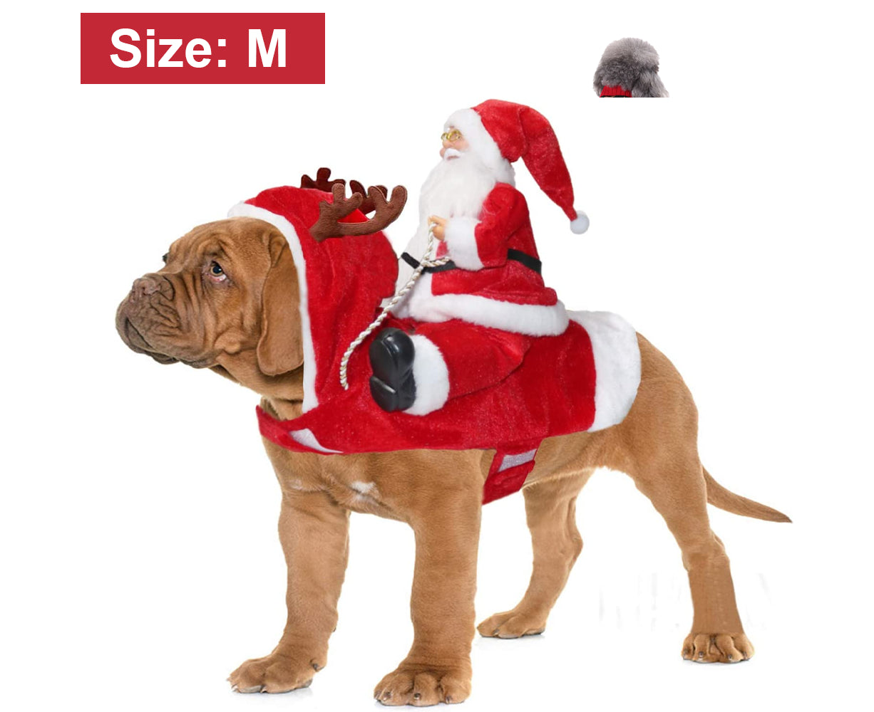 Santa Dog Costume Christmas Pet Clothes Santa Claus Riding Pet Costumes Party Dressing Up Dogs Cats Outfit For Small Medium Dogs Cats