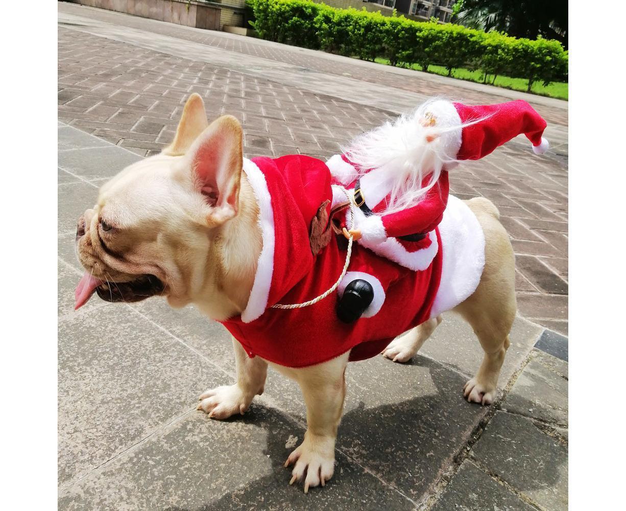 Santa Dog Costume Christmas Pet Clothes Santa Claus Riding Pet Costumes Party Dressing Up Dogs Cats Outfit For Small Medium Dogs Cats
