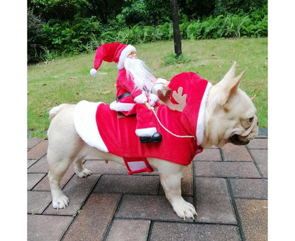 Santa Dog Costume Christmas Pet Clothes Santa Claus Riding Pet Costumes Party Dressing Up Dogs Cats Outfit For Small Medium Dogs Cats