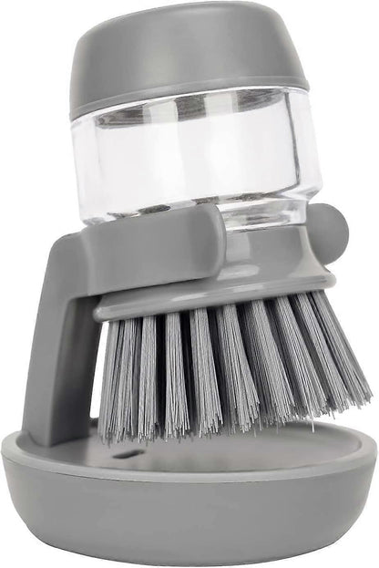 Soap Brush with Organizer, Kitchen Dish Brush Set for Cleaning Pots and Pans (Grey)