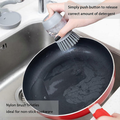 Soap Brush with Organizer, Kitchen Dish Brush Set for Cleaning Pots and Pans (Grey)