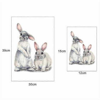 30*40cm Typography Wall Sticker Two Cute Rabbits babies Room