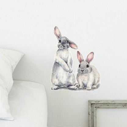 30*40cm Typography Wall Sticker Two Cute Rabbits babies Room