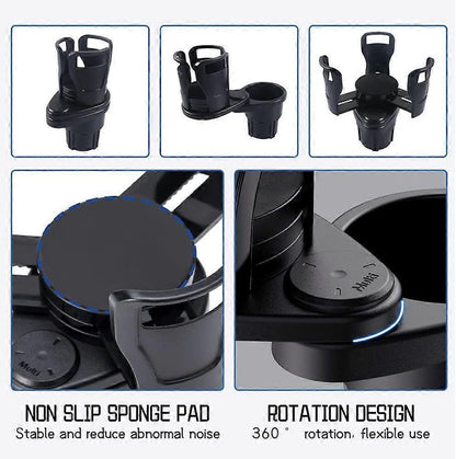 2-in-1 Car Cup Holder Expander - Adjustable Multifunctional Organizer for Travel Use