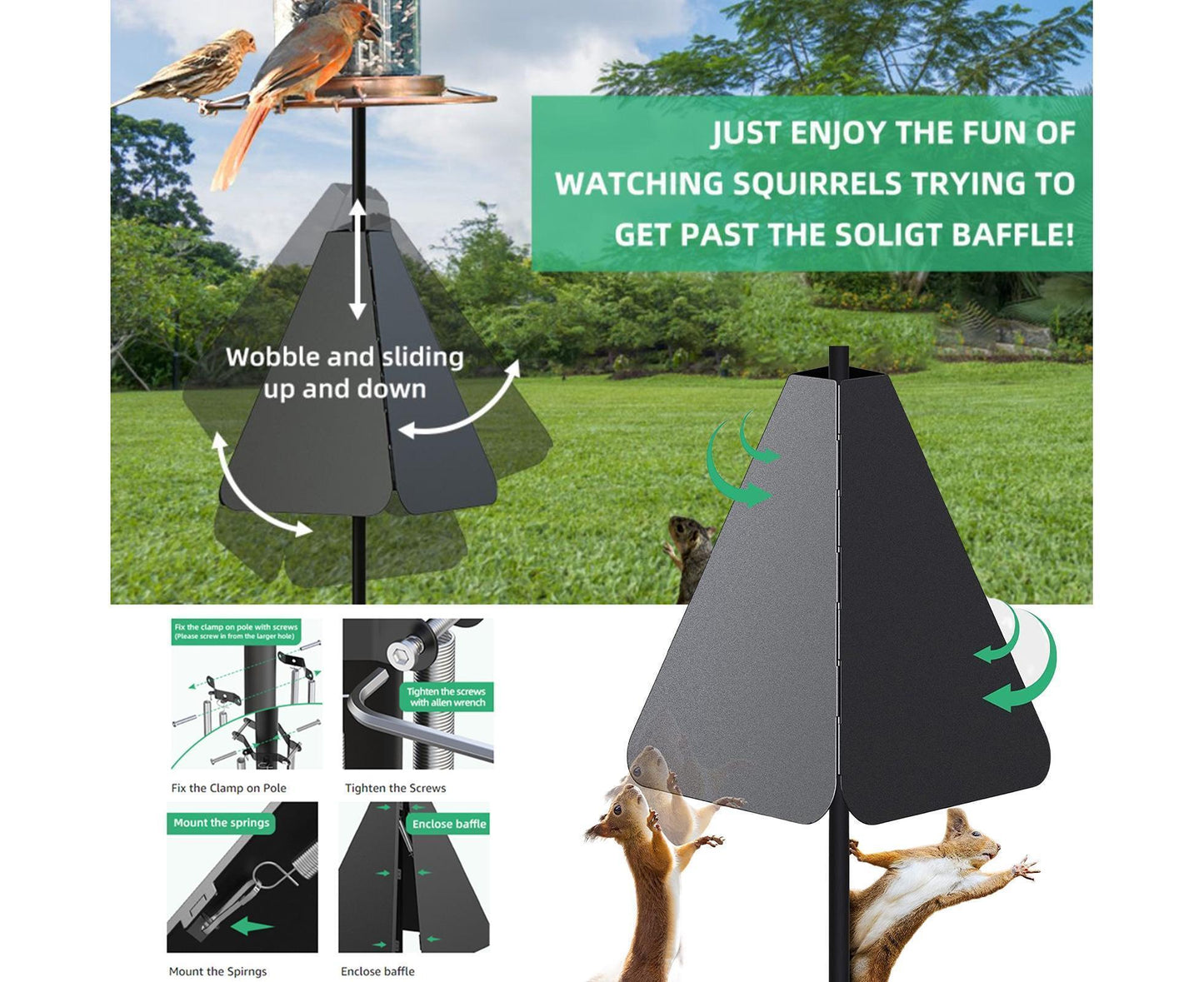 Squirrel Baffle Smooth Surface Bird Feeder Guard - A