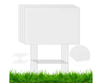 4Pcs Blank Yard Signs with H Stakes - 4pcs
