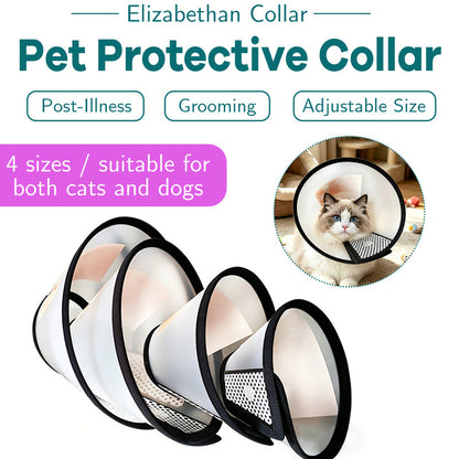 Classic Elizabethan Collar - Anti-Licking Collar - Multiple Sizes - Adjustable - Bite-Resistant - Transparent - Flea & Tick Prevention & Anti-Licking - Velcro Closure - For Cats & Dogs -18-21CM - 1 Piece