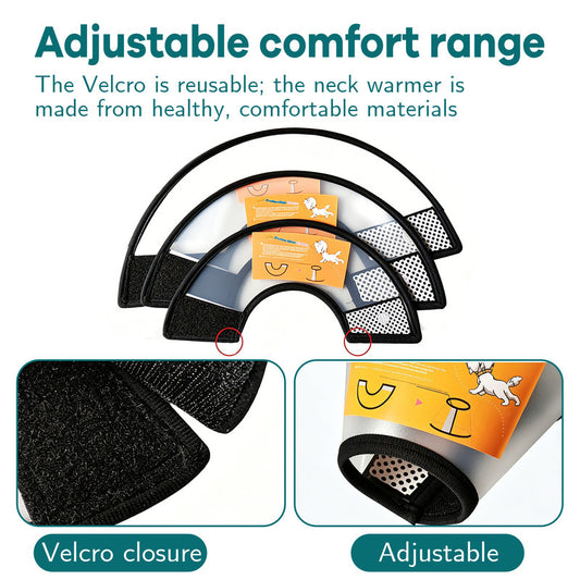 Classic Elizabethan Collar - Anti-Licking Collar - Multiple Sizes - Adjustable - Bite-Resistant - Transparent - Flea & Tick Prevention & Anti-Licking - Velcro Closure - For Cats & Dogs -18-21CM - 1 Piece