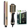 Yellow Straightening Comb Avocado & Macadamia Oil Infused Hair Straightener & Volumizing Brush Set - MDM Australian