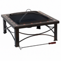 30" Square Slate Tile Fire Pit Outdoor Patio Heater Fireplace - MDM Australian