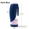 Dark Blue 2-in-1 Portable Dog Water Bottle and Food Container - Leaf-Shaped Silicone Travel Bowl for Pets - MDM Australian