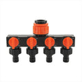 2pcs Orange 4-Way Garden Hose Splitter - Multi-Outlet Tap Manifold with Individual Control Valves - MDM Australian