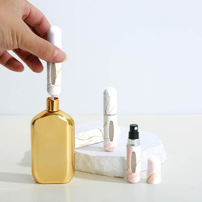 Champagne Chic Marble Travel Perfume Atomizer Set (3-Pack) - 5ml Leakproof Bottom-Fill Spray Bottles