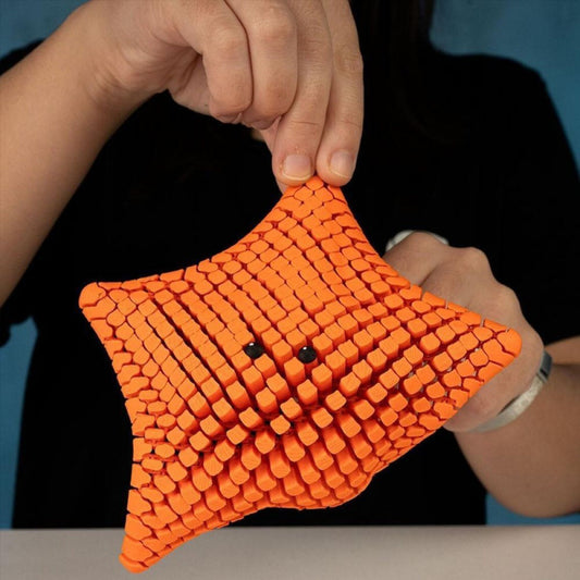 Orange 3D-Printed Articulated Starfish Fidget Toy for Stress Relief - Eco-Friendly 12cm Sensory Toy for Kids & Adults