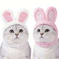 2 Pcs (White and Pink) Adorable Bunny Ears Cat Hat – Soft Plush Pet Costume Headband for Cats - MDM Australian
