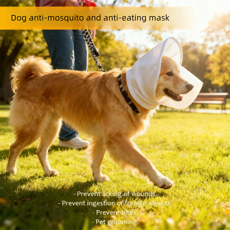 Size L Black Mesh Net Hood for Dogs – Protective Face Cover Against Insects, Debris, and Oral Ingestion
