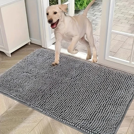 Light grey 50×80 cm Extra-Thick Chenille Floor Mat for Bathrooms and Pet Use – High-Density Absorbent, Non-Slip, Machine-Washable Rug for Dogs and Humans