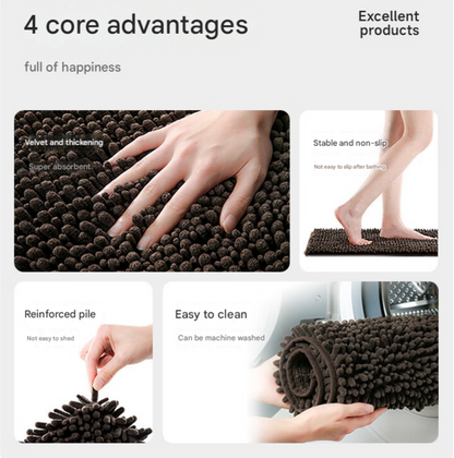 Dark grey 50×80 cm Extra-Thick Chenille Floor Mat for Bathrooms and Pet Use – High-Density Absorbent, Non-Slip, Machine-Washable Rug for Dogs and Humans