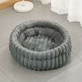 Grey Plush Round Pet Bed with Removable Cushion M Size, Thickened Warm Dog and Cat Nest for Small to Medium - MDM Australian