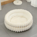 White Plush Round Pet Bed with Removable Cushion M Size, Thickened Warm Dog and Cat Nest for Small to Medium - MDM Australian