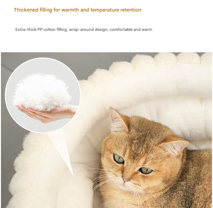 Pink Plush Round Pet Bed with Removable Cushion M Size, Thickened Warm Dog and Cat Nest for Small to Medium Pets, Cozy and Soft Sleeping Space for Home Use