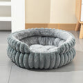 Grey Plush Round Pet Bed with Removable Cushion M Size, Thickened Warm Dog and Cat Nest for Small to Medium - MDM Australian