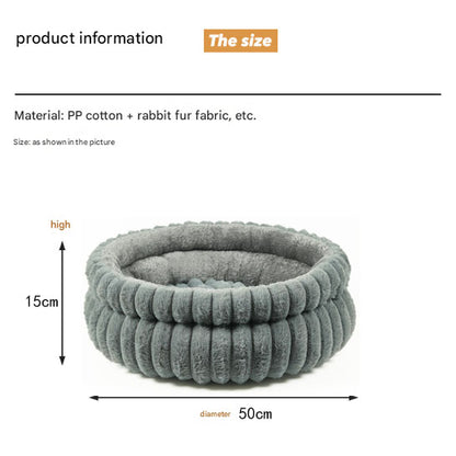 White Plush Round Pet Bed with Removable Cushion M Size, Thickened Warm Dog and Cat Nest for Small to Medium Pets, Cozy and Soft Sleeping Space for Home Use(Cut-out version)
