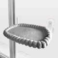 Grey Plush Cat Window Hammock with Strong Suction Cups, Faux Rabbit Fur Pet Bed for Cats and Small Dogs - MDM Australian