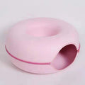 Pink Felt Donut Cat Bed with Zipper Tunnel Toy, Double-Layer Pet Cave for Cats, M Size (50x20cm), Cozy - MDM Australian