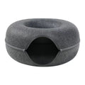 Dark grey Felt Donut Cat Bed with Zipper Tunnel Toy, Double-Layer Pet Cave for Cats, M Size (50x20cm), Cozy - MDM Australian
