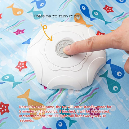 Automatic Cat Hunting Game Mat with 360° Teaser Wand, USB-C Rechargeable Interactive Pet Toy for Indoor Cats, Self-Entertainment Hide-and-Seek Play Mat, Durable Fabric & ABS Construction(Five-pointed star, beige)