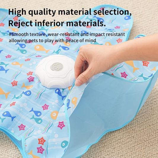 Automatic Cat Hunting Game Mat with 360° Teaser Wand, USB-C Rechargeable Interactive Pet Toy for Indoor Cats, Self-Entertainment Hide-and-Seek Play Mat, Durable Fabric & ABS Construction(Triangular fish design)