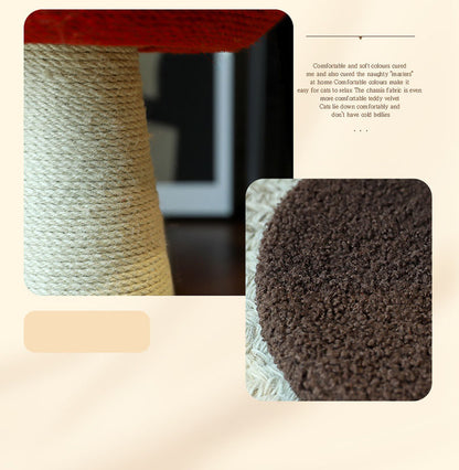 Red Mushroom Cat Tree with Sisal Scratching Post - Large Vertical Cat Climber, Durable Scratch-Resistant Design with Hanging Toys, Stylish Home Decor for Indoor Cats(340mm*280mm)