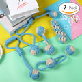 7-Piece Blue-gray Durable Cotton Rope Dog Toy Set - Washable Knotted Ball & Tug Toys for Aggressive Chewers - MDM Australian