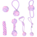 7-Piece Purple and pink Durable Cotton Rope Dog Toy Set - Washable Knotted Ball & Tug Toys for Aggressive - MDM Australian