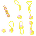 7-Piece Yellow and pink Durable Cotton Rope Dog Toy Set - Washable Knotted Ball & Tug Toys for Aggressive - MDM Australian