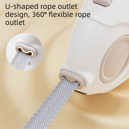 White Retractable Dog Leash with Luminous Rope 3M Anti-Tangle Automatic Extension Pet Walking Rope for Small to Medium Dogs Comfortable Grip and Lightweight Wrist Strap for Night Walks