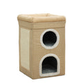 Beige 3-Story Villa Cat House with Scratching Posts - Foldable Double-Decker Cat Condo, Warm & Breathable - MDM Australian