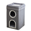 Grey 3-Story Villa Cat House with Scratching Posts - Foldable Double-Decker Cat Condo, Warm & Breathable - MDM Australian