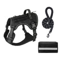 3-Piece Black Tactical Dog Harness Set (L Size) - Heavy Duty No-Pull Vest with Detachable Tactical Pouch & - MDM Australian
