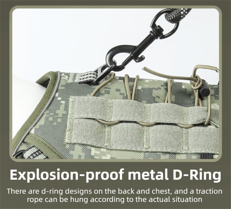 3-Piece Green Tactical Dog Harness Set (S Size) - Heavy Duty No-Pull Vest with Detachable Tactical Pouch & Climbing Rope Leash