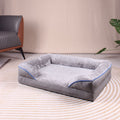 Grey Waterproof Egg-Crate Foam Therapeutic Pet Sofa Bed and Fleece Lounge (L Size 91 x 69 x 17 CM) - Low - MDM Australian