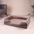 Brown Waterproof Egg-Crate Foam Therapeutic Pet Sofa Bed and Fleece Lounge (L Size 91 x 69 x 17 CM) - Low - MDM Australian