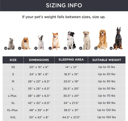 Beige Waterproof Egg-Crate Foam Therapeutic Pet Sofa Bed and Fleece Lounge (L Size 91 x 69 x 17 CM) - Low Entry, High Bolster Support & Zipper Removable Cover