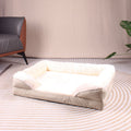 Beige Waterproof Egg-Crate Foam Therapeutic Pet Sofa Bed and Fleece Lounge (XL Size 110 x 82 x 17 CM) - Low - MDM Australian