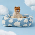 50x48x15 CM Cute Square Plush Pet Bed with Removable Cover & 5 Bolsters Support - Blue Sky and White Clouds - MDM Australian