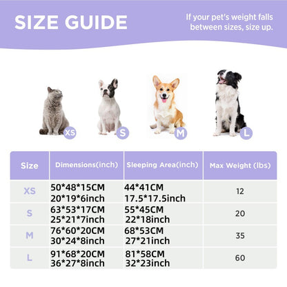 63x53x17 CM Cute Square Plush Pet Bed with Removable Cover & 5 Bolsters Support - Green Daisies Machine Washable Calming Dog & Cat Sofa