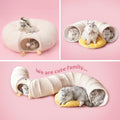 White Cute Foldable Cat Tunnel Bed with Dual-Zipper Detachable & Connectable Design - 2-in-1 Versatile - MDM Australian