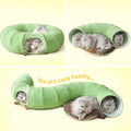 Green Cute Foldable Cat Tunnel Bed with Dual-Zipper Detachable & Connectable Design - 2-in-1 Versatile - MDM Australian